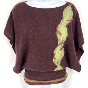 Cabi Artisan Embellished Handmade Felted Wool Wearable Art Batwing Sweater XS